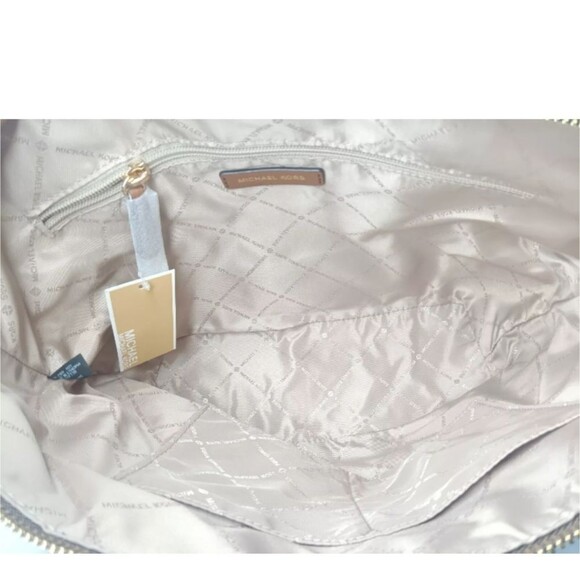 Michael Kors Charlotte Logo and Leather Top Zip Tote Bag~Brown - Picture 7 of 9